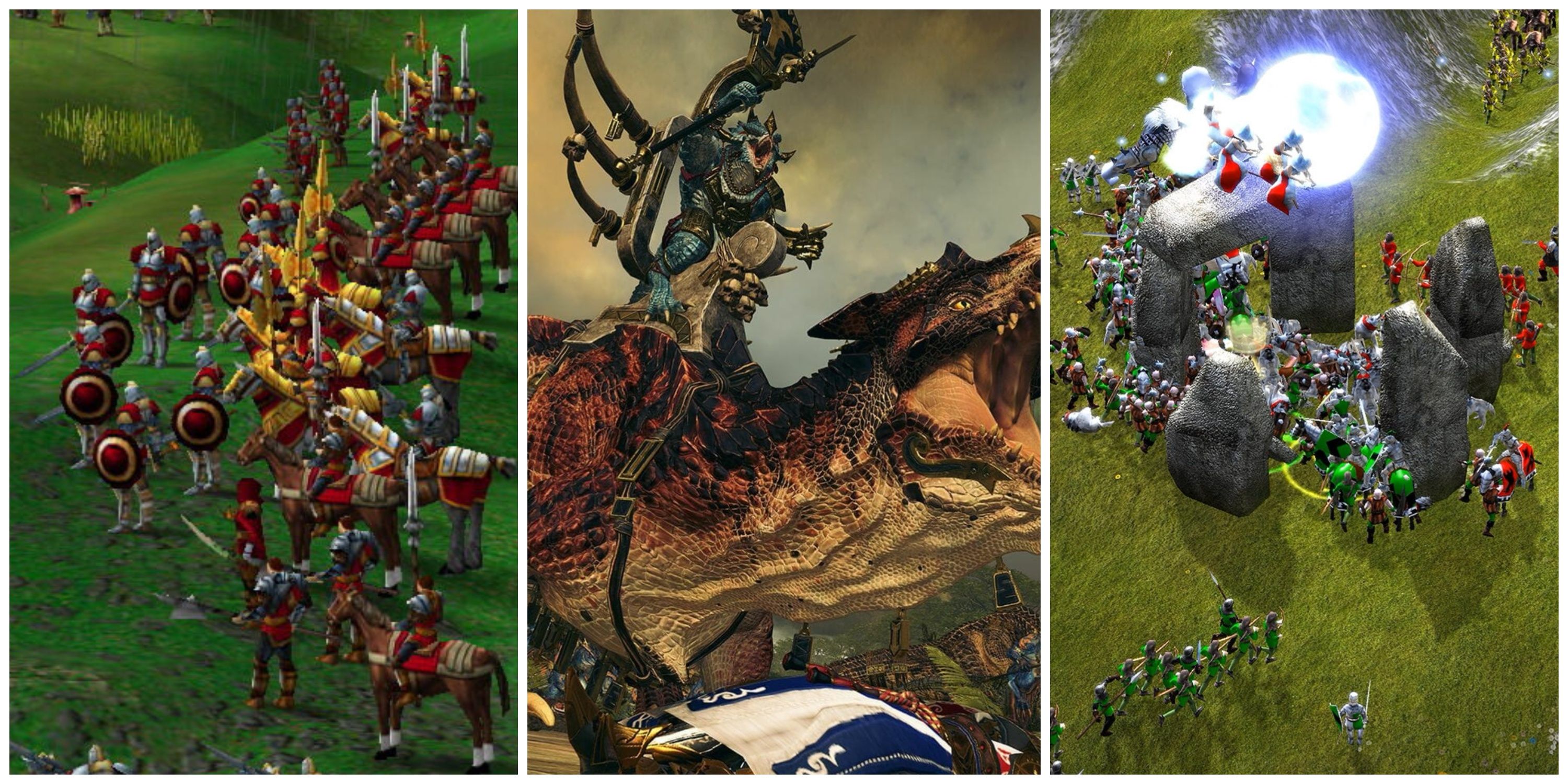 Best Fantasy RTS Games, Ranked (Featured Image) - Kohan 2 + Total War: Warhammer 2 + Stronghold Legends