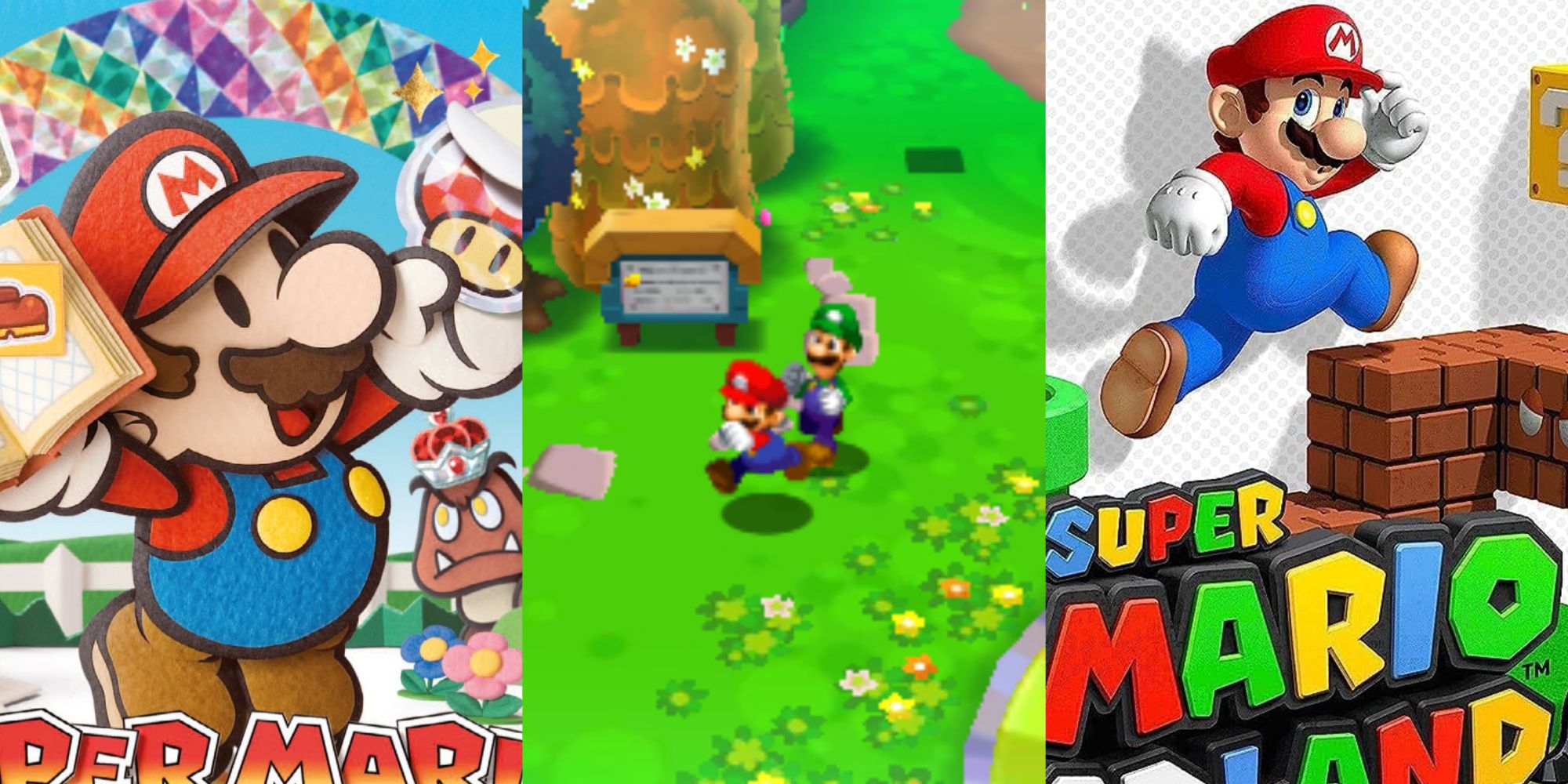 a collage of 3 mario games from the 3ds