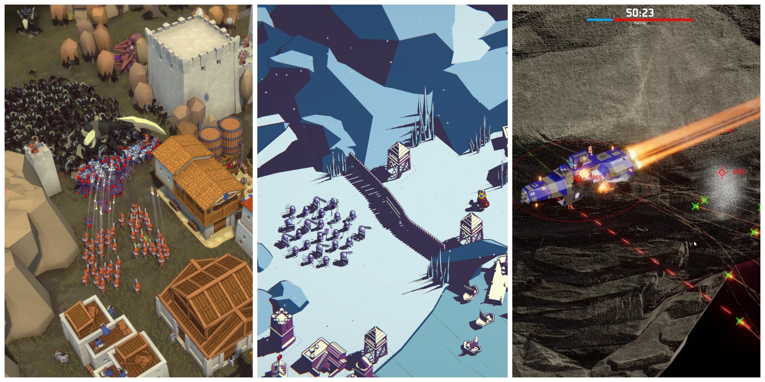 Best Early-Access RTS Games (Featured Image) - Diplomacy Is Not An Option + Thronefall + NEBULOUS: Fleet Command