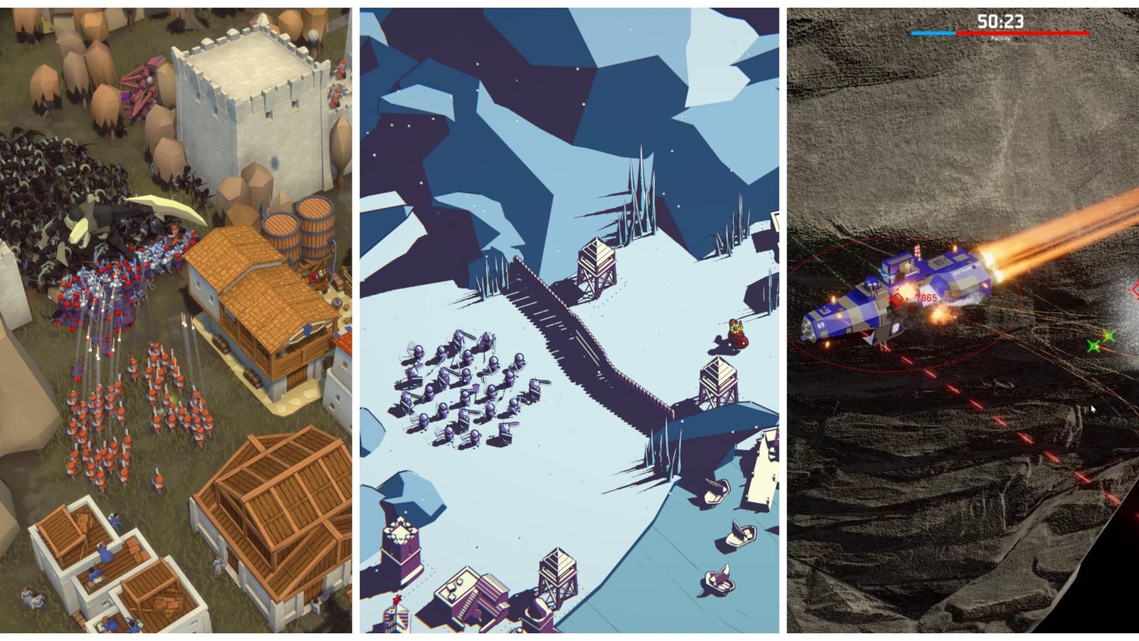 Best Early-Access RTS Games (Featured Image) - Diplomacy Is Not An Option + Thronefall + NEBULOUS: Fleet Command