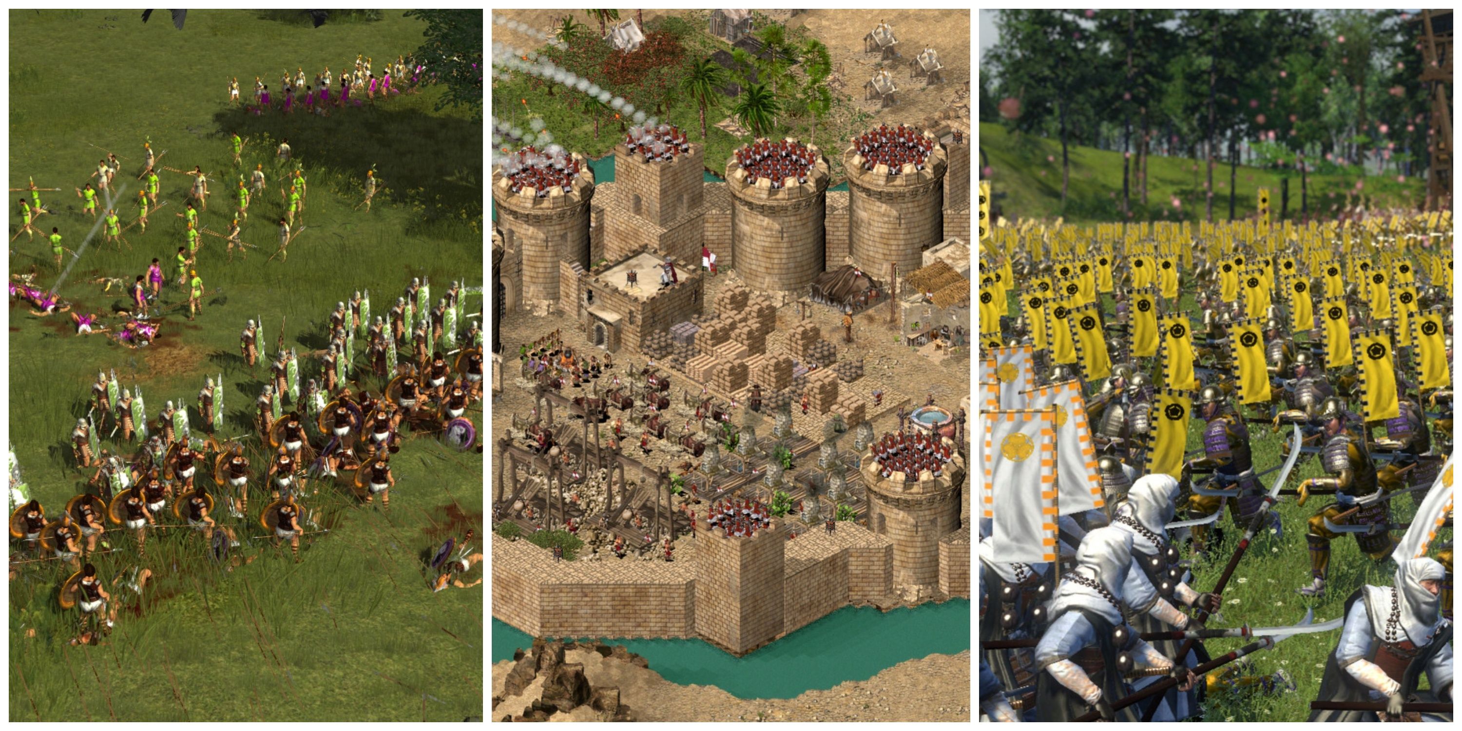 Best Historical RTS Games, Ranked (Featured Image) - Hegemony 3 + Stronghold Crusader + Total War: Shogun 2