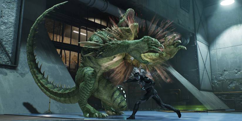 black suit spider-man vs the lizard