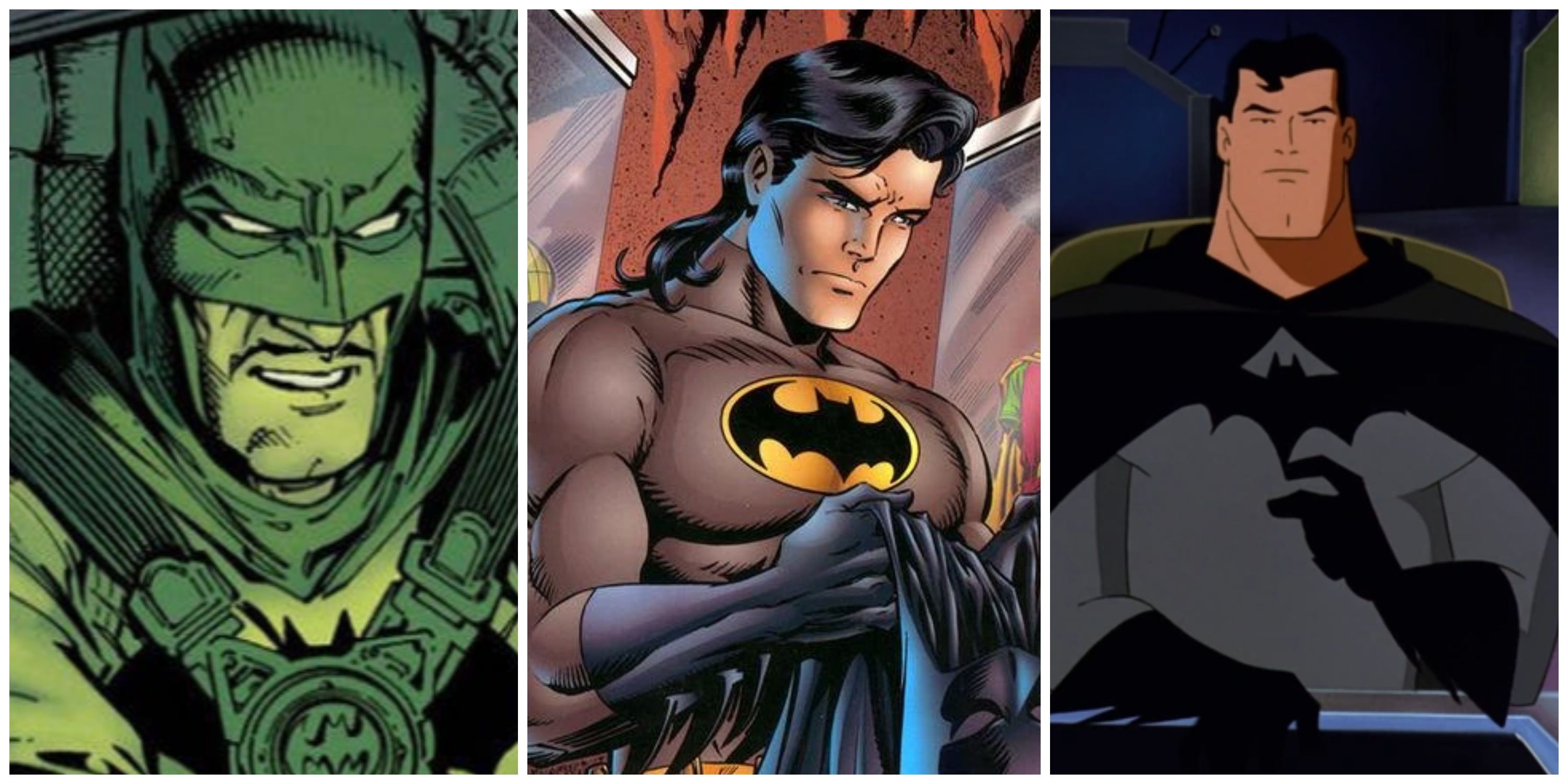 alfred as batman, dick grasyon as batman, superman as batman