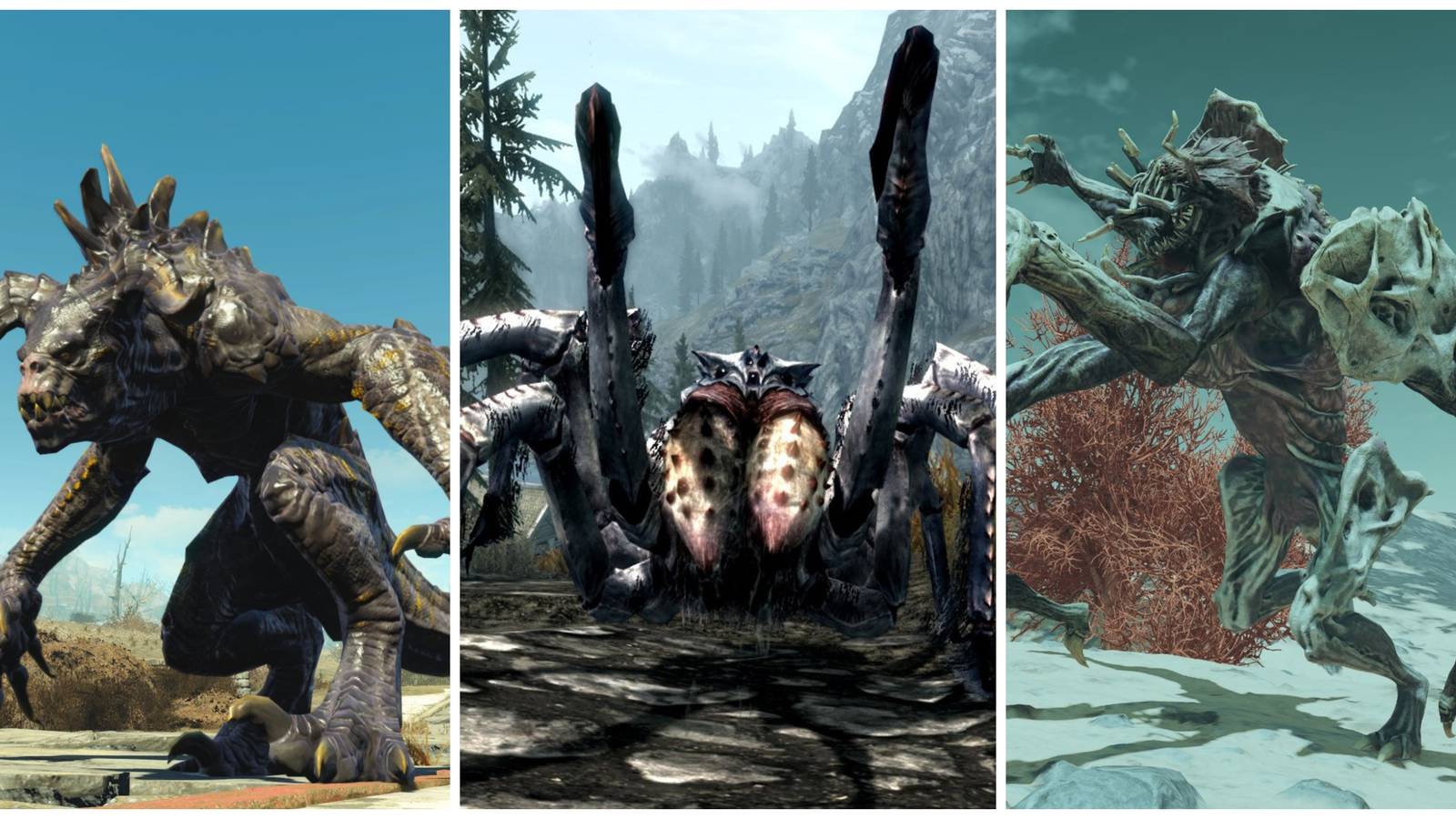 fallout deathclaws, skyrim spiders, terramorph starfield