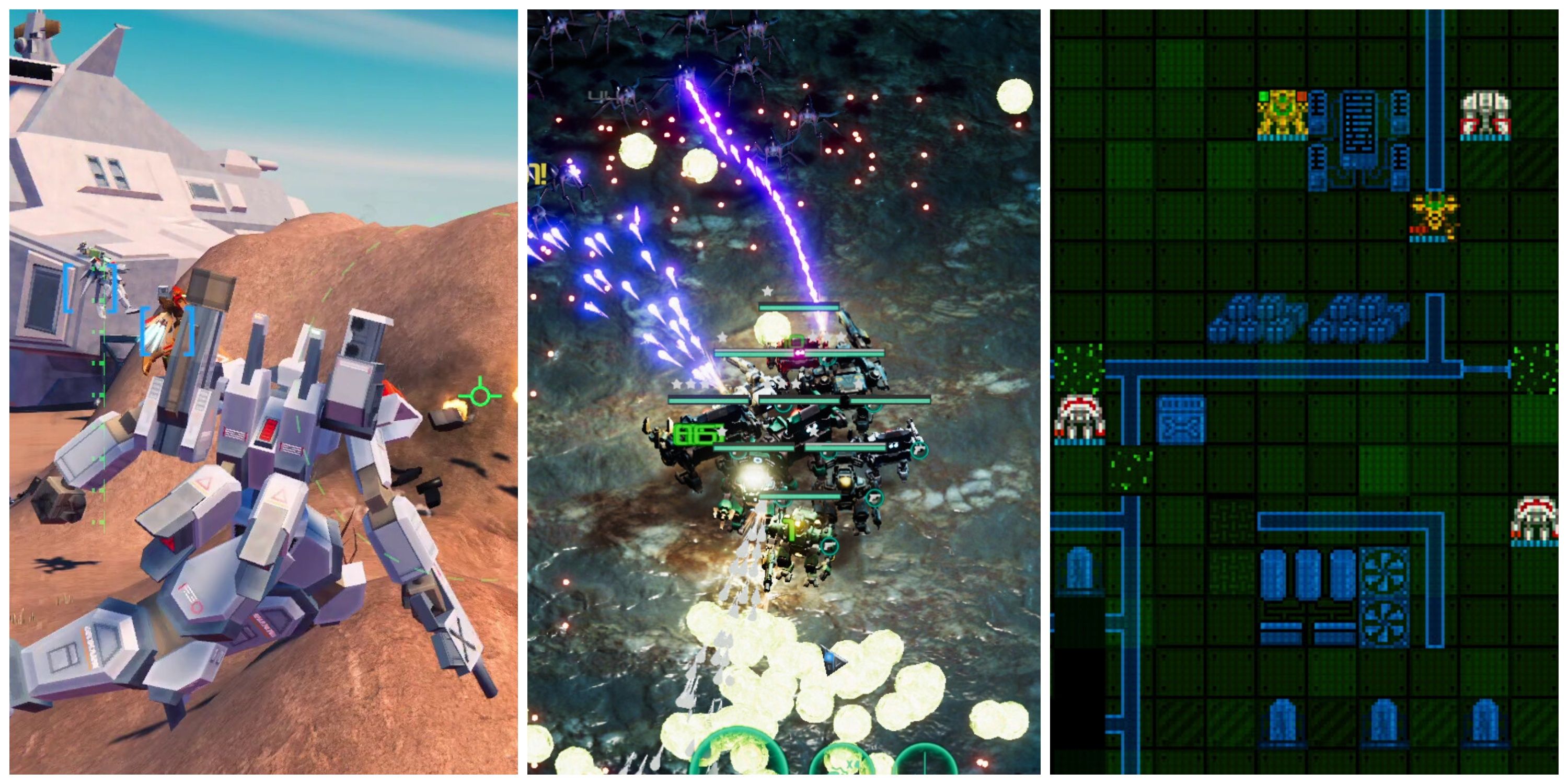 Best Indie Mech Games (Featured Image) - Gearbits + Battle Grid + Mainframe Defenders