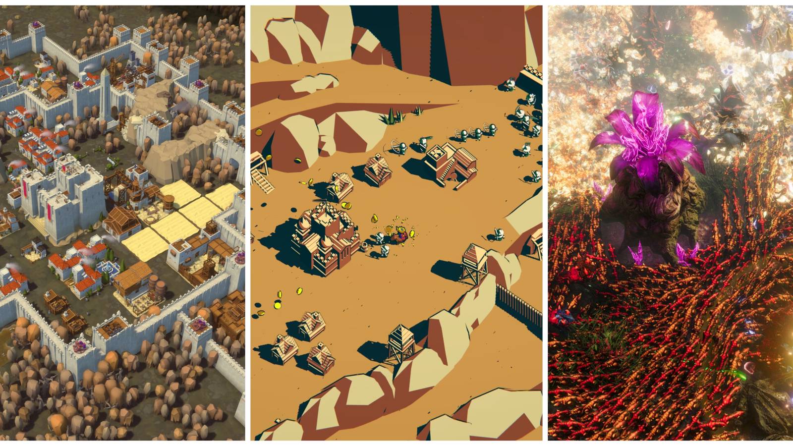 Best Base Defense Games (Featured Image) - Diplomacy Is Not An Option + Thronefall + The Riftbreaker