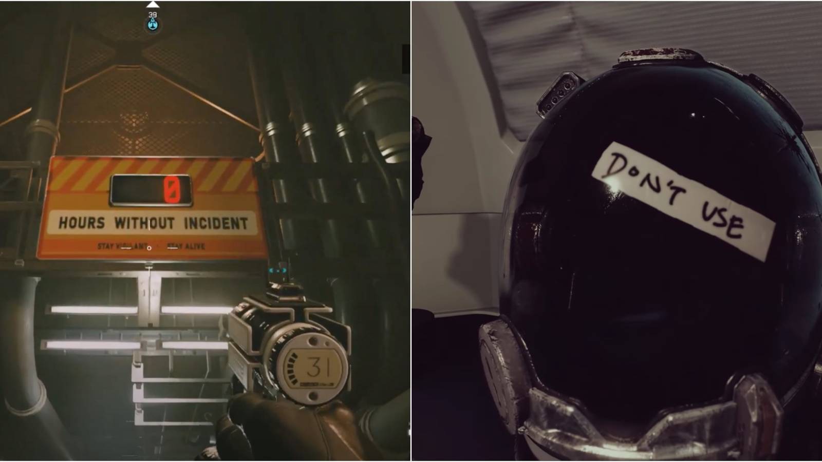 Hours Without Incident Timer And Broken Space Helmet