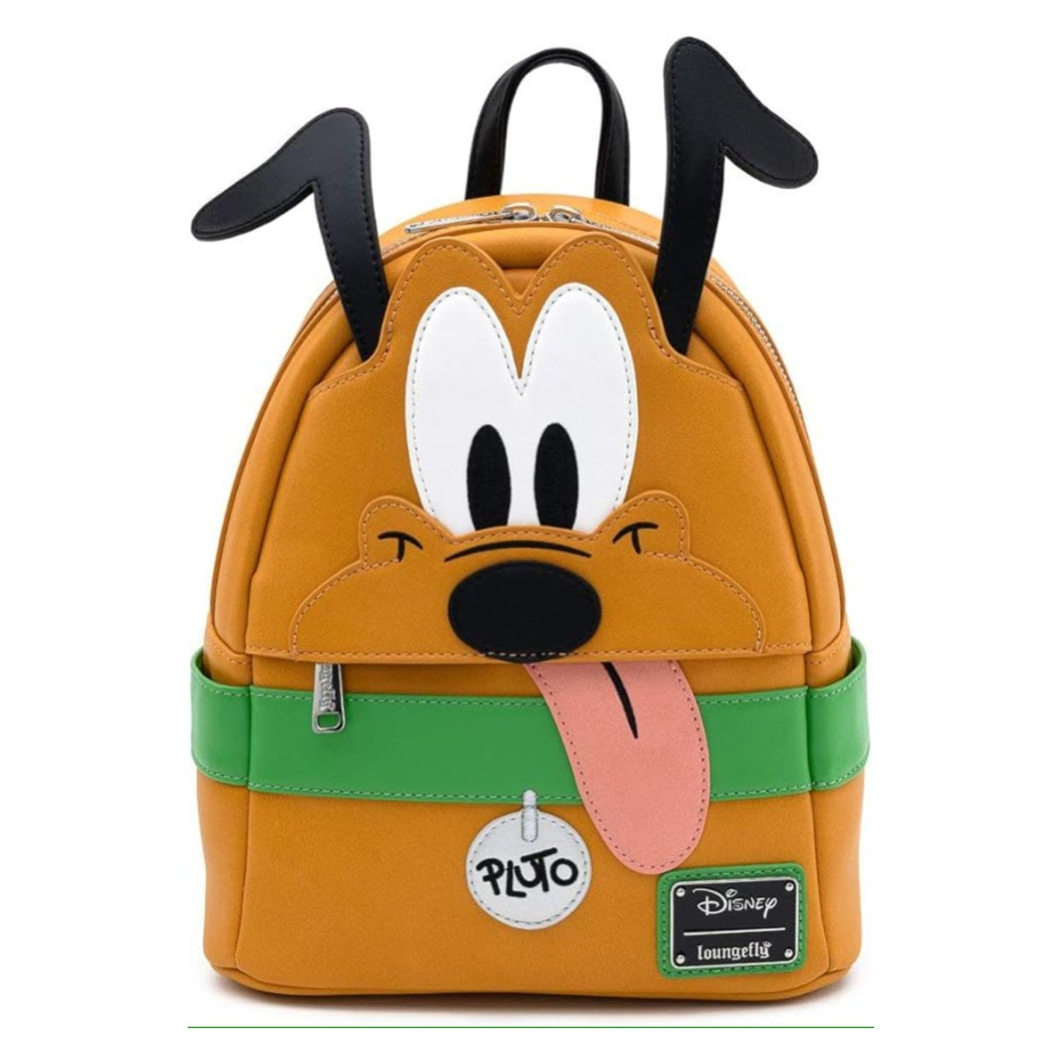 This brown backpack is made to look like Pluto the dog