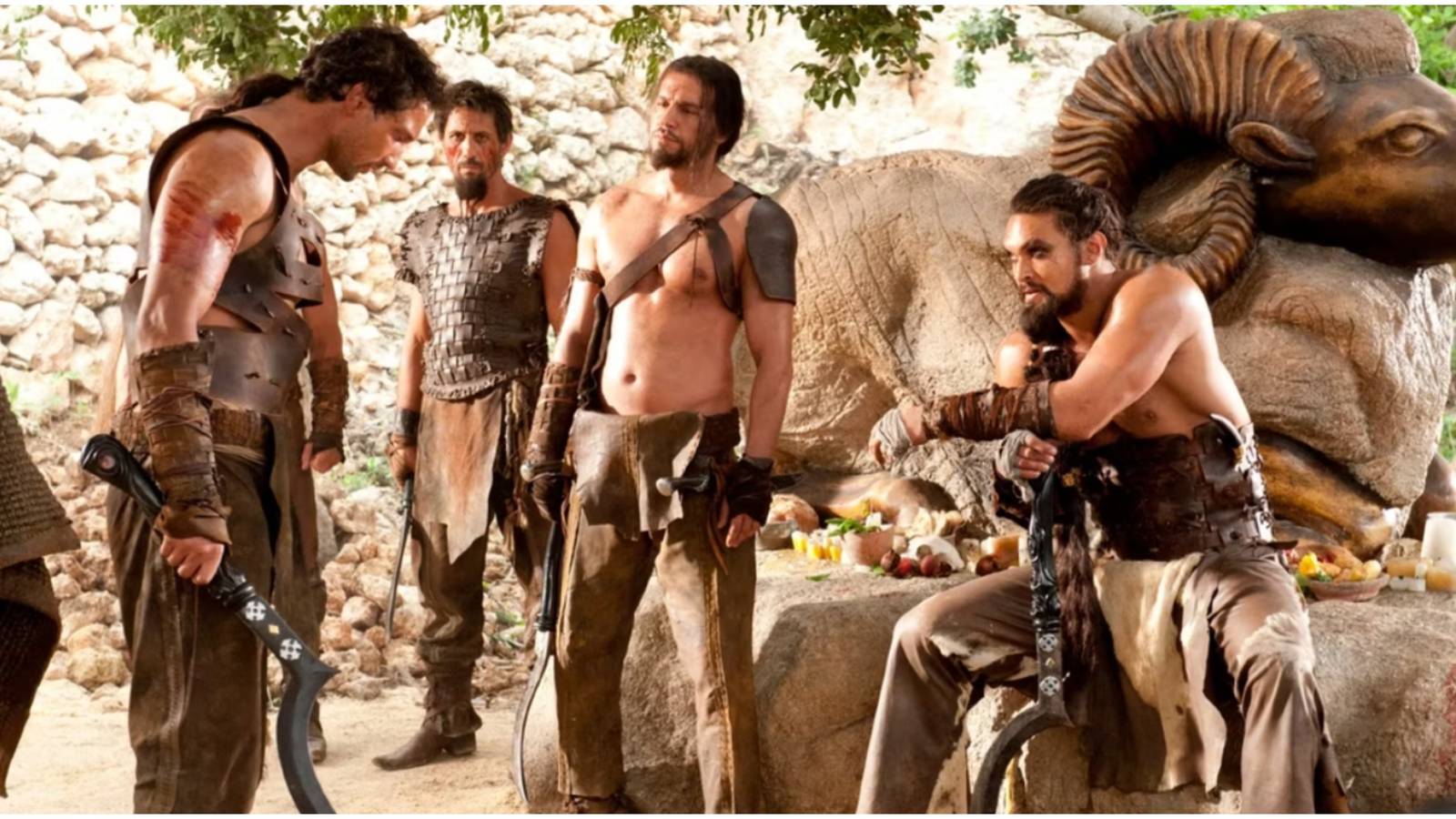 Khal Drogo talking to Mago in Game of Thrones. 