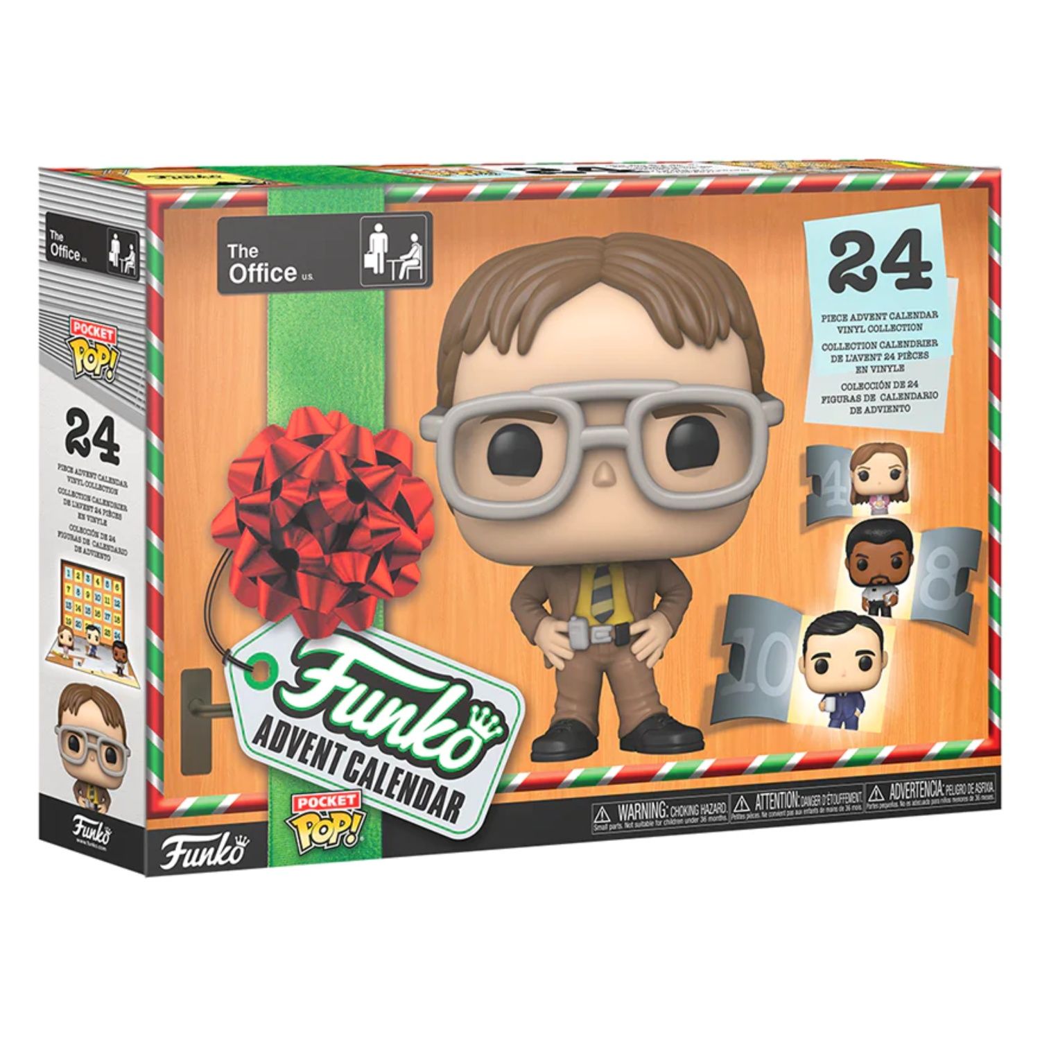 This image depicts the outside packaging for The Office Funko Advent Calendar. It has various figurines printed on the front.