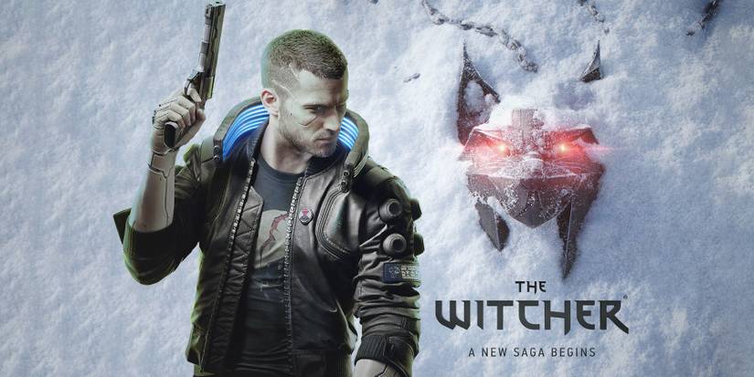 Cyberpunk 2077 male V next to the first The Witcher 4 Polaris A New Sage Begins promo