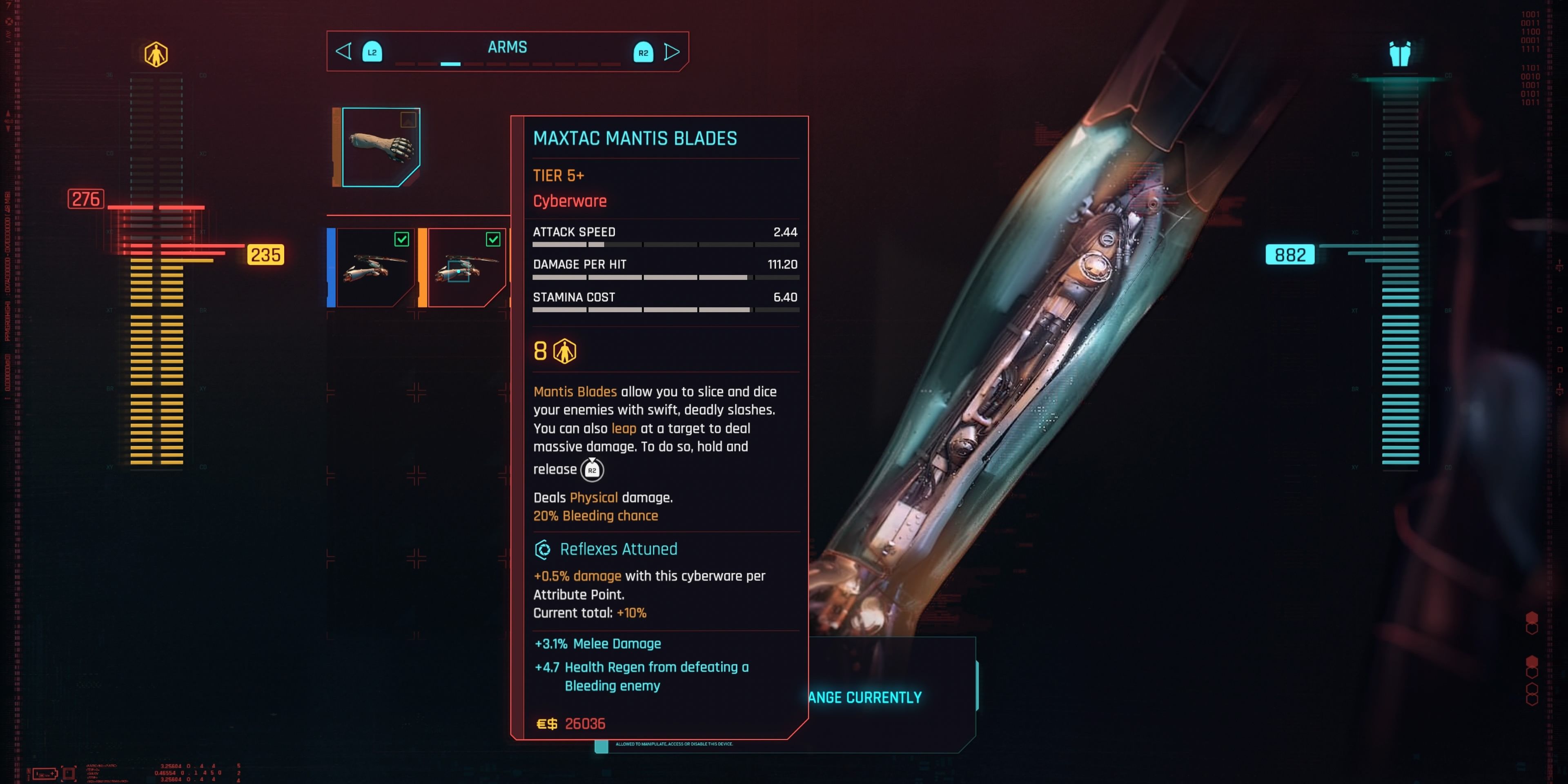 maxtac mantis blades stats