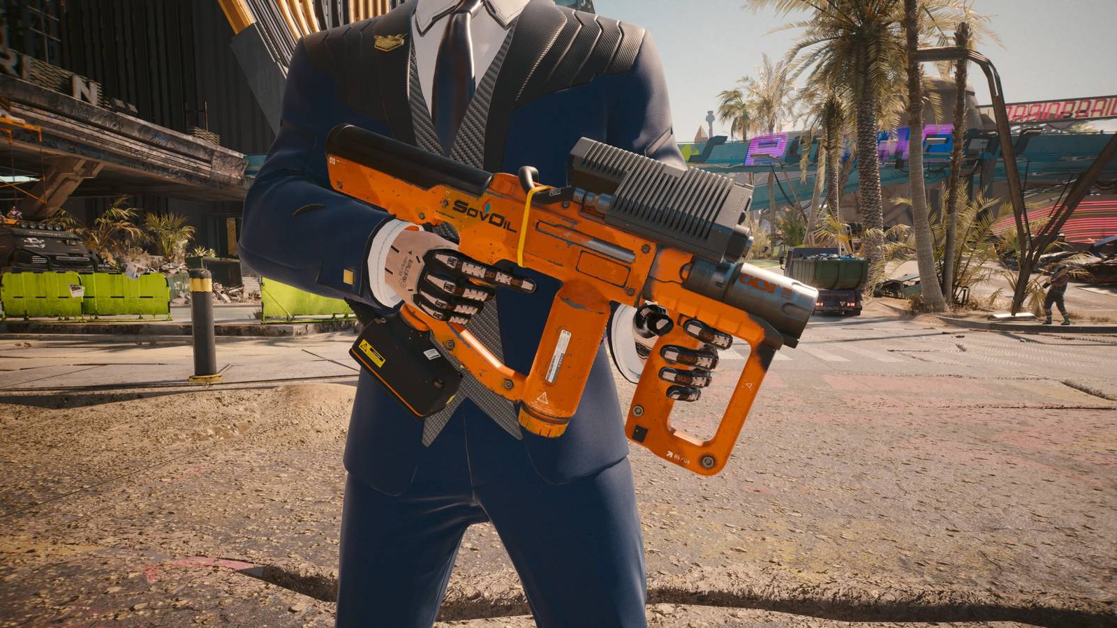 V holding pizdets weapon