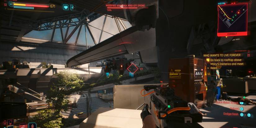 V fighting the arasaka drone in phantom liberty