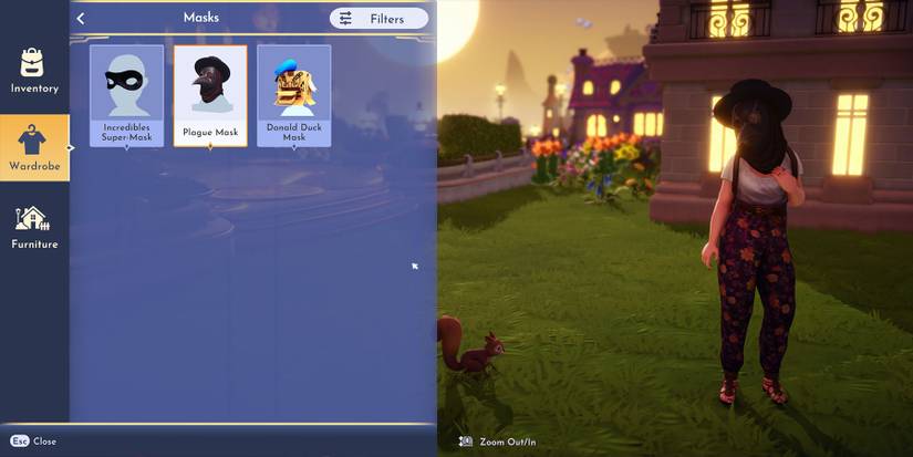 Mask category in Wardrobe in Disney Dreamlight Valley.