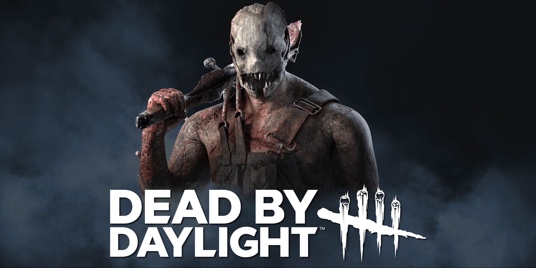 dead by daylight logo fog background the trapper