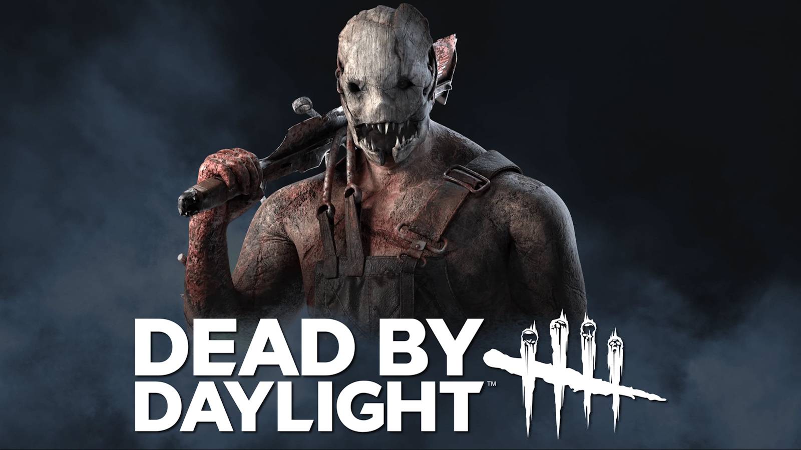 dead by daylight logo fog background the trapper