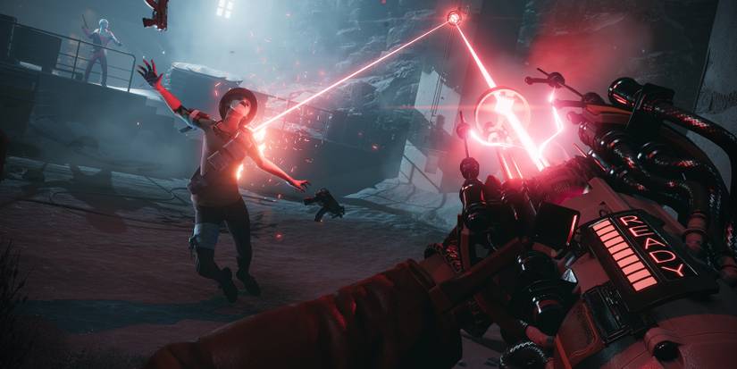 Deathloop HALPS prototype killing an enemy with lasers