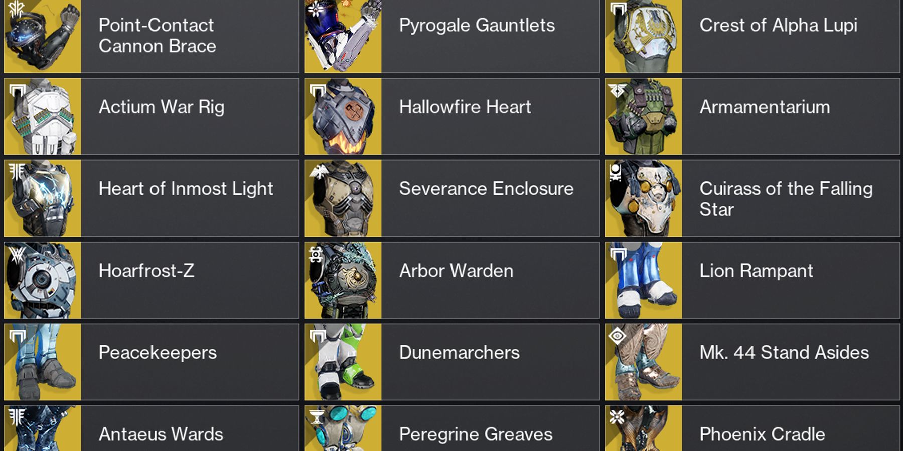 Destiny 2 Titan Exotic Armor Library Collections Page Screenshot