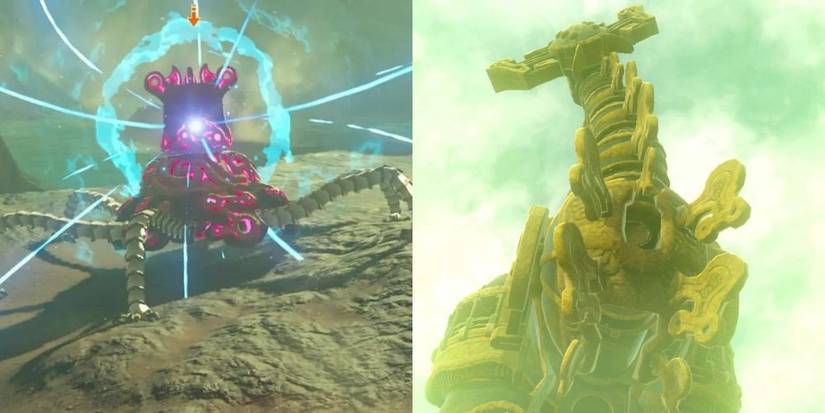 A Divine Beast and a guardian from Zelda Breath of the Wild
