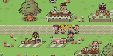 Ness and his friends walking through a town