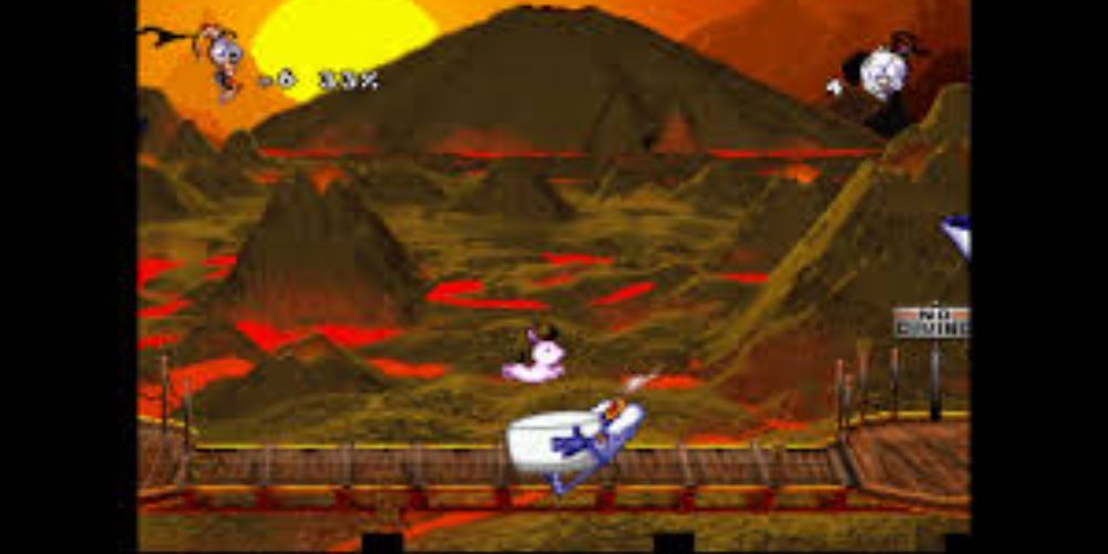 Gameplay screenshot from Earthworm Jim 2 