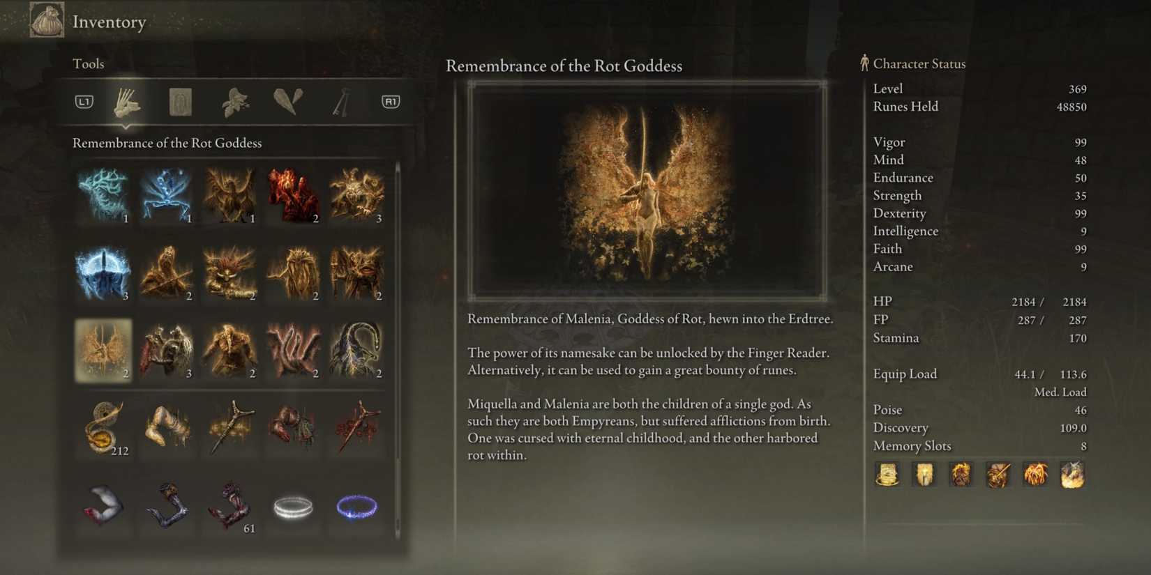 Remembrance of the Rot Goddess in Elden Ring.