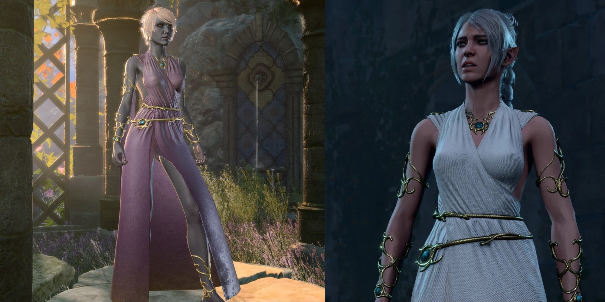 robe élégante image divisée EA Guardian et Shadowheart Bg3