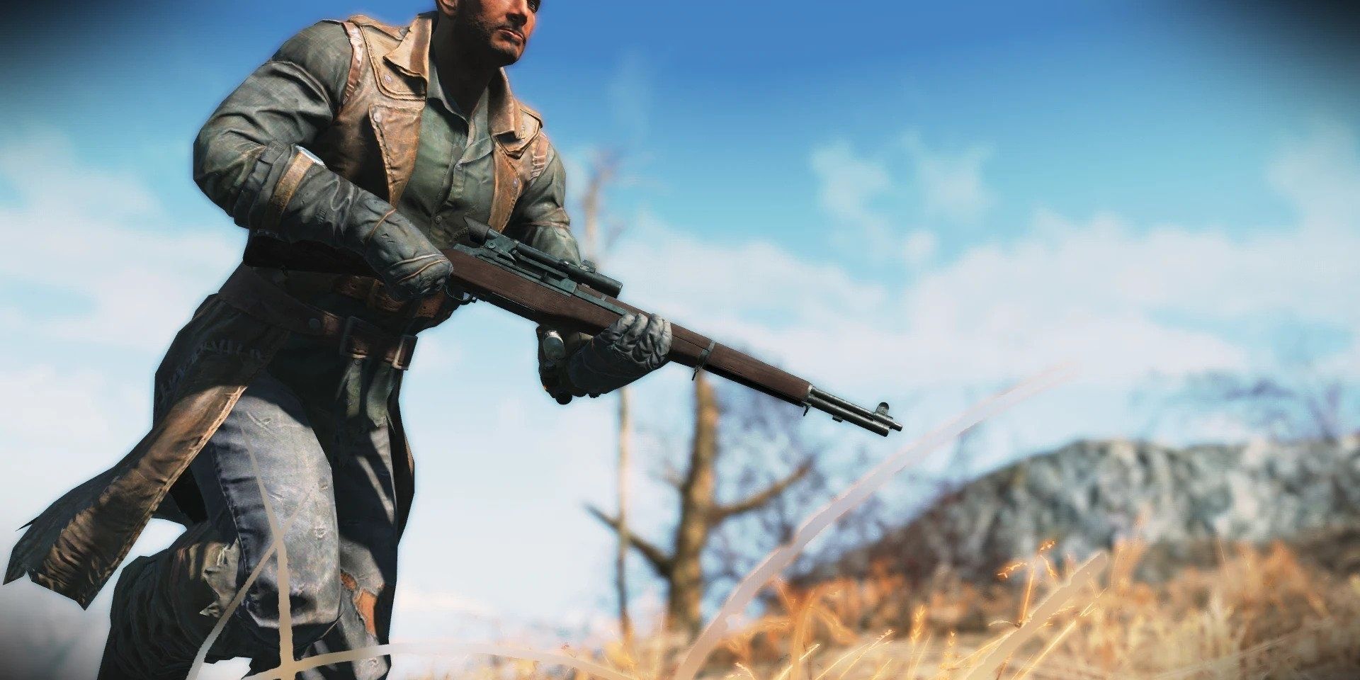 Player sprinting with the M1 Garand in Fallout 4