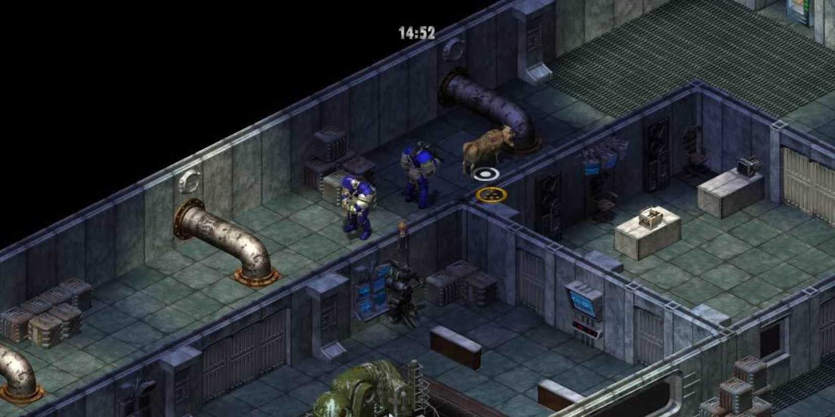 A player in a building in Fallout Tactics: Brotherhood of Steel