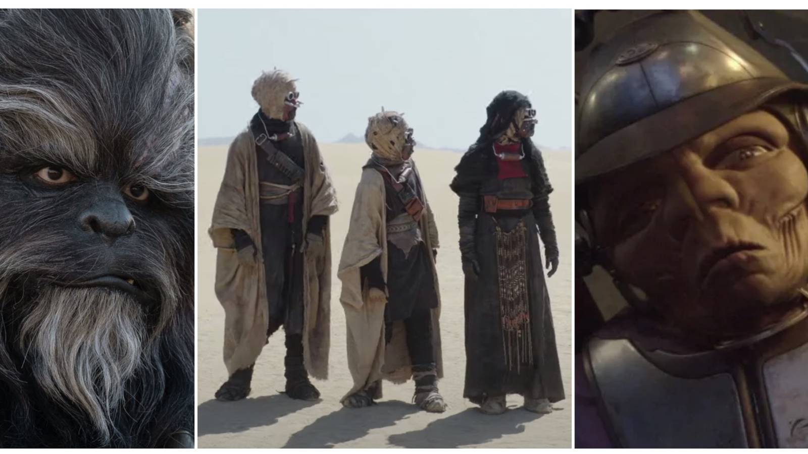 Various Alien species: Wookiee, Tusken Raiders and Clawdite Zam Wesell