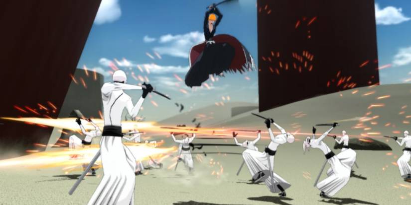Fighting enemies in Bleach Soul Resurreccion