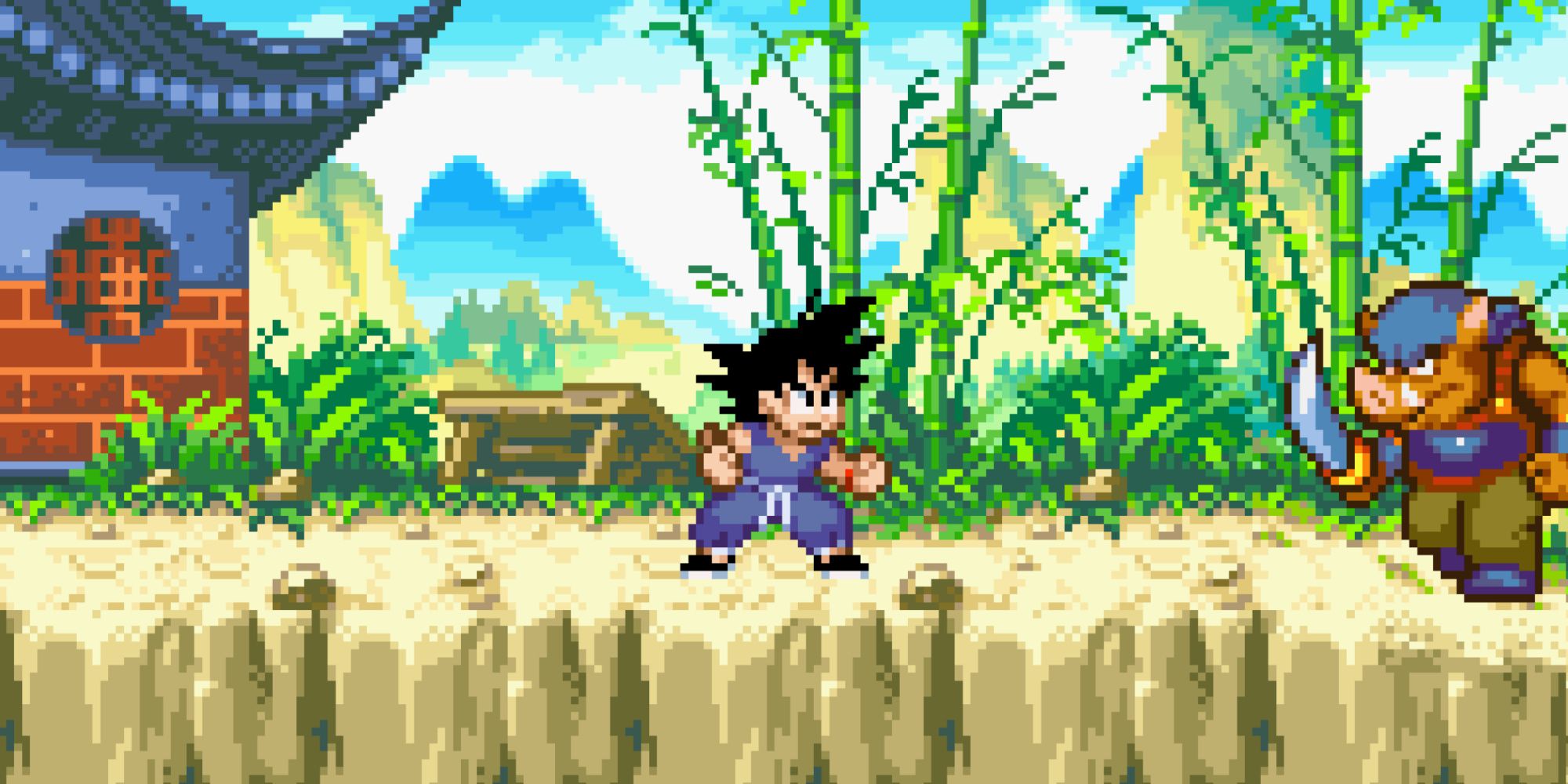 Fighting enemies in Dragon Ball Advanced Adventure