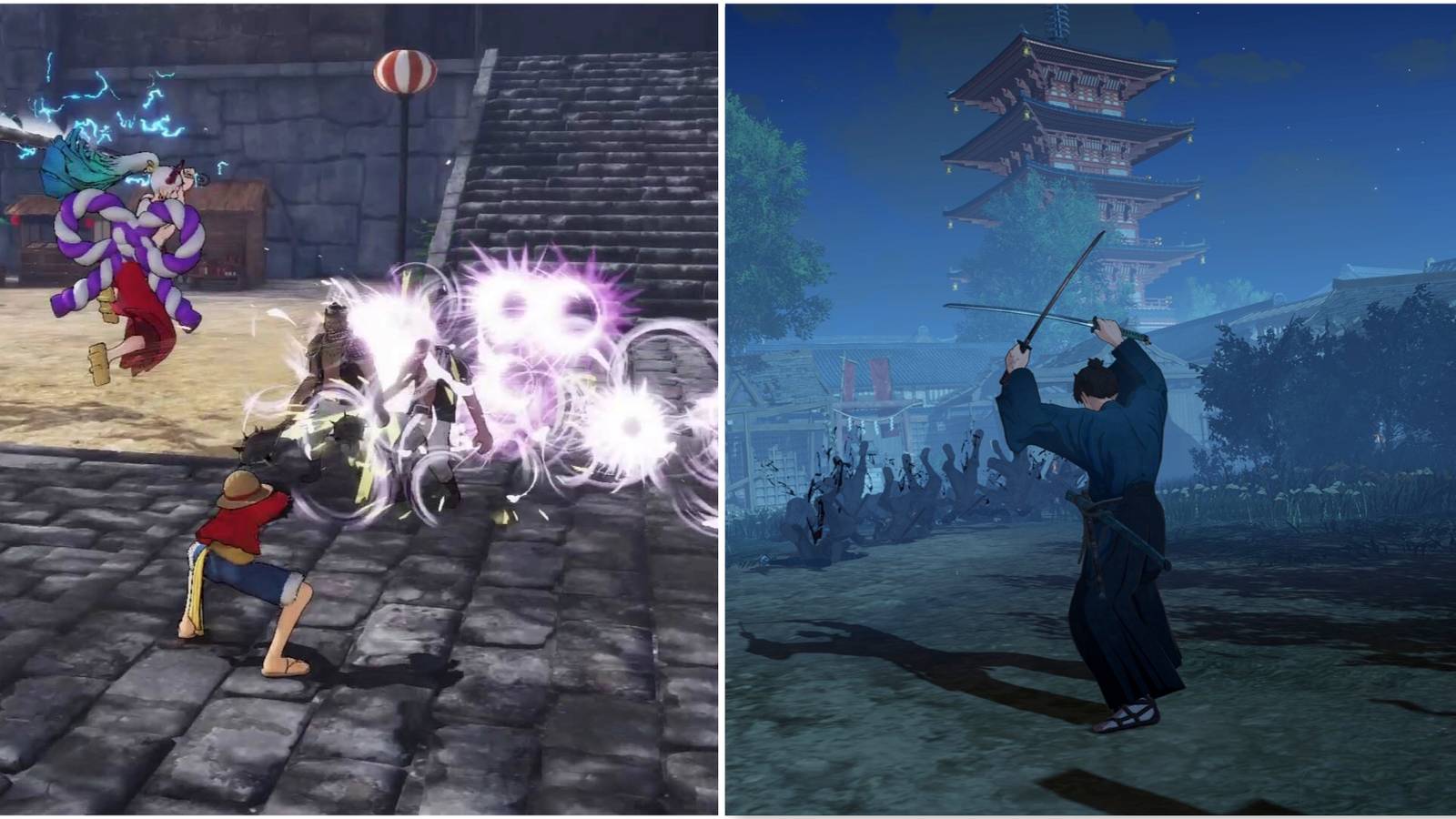 Fighting enemies in One Piece Pirate Warriors 4 and Fate:Samurai Remnant