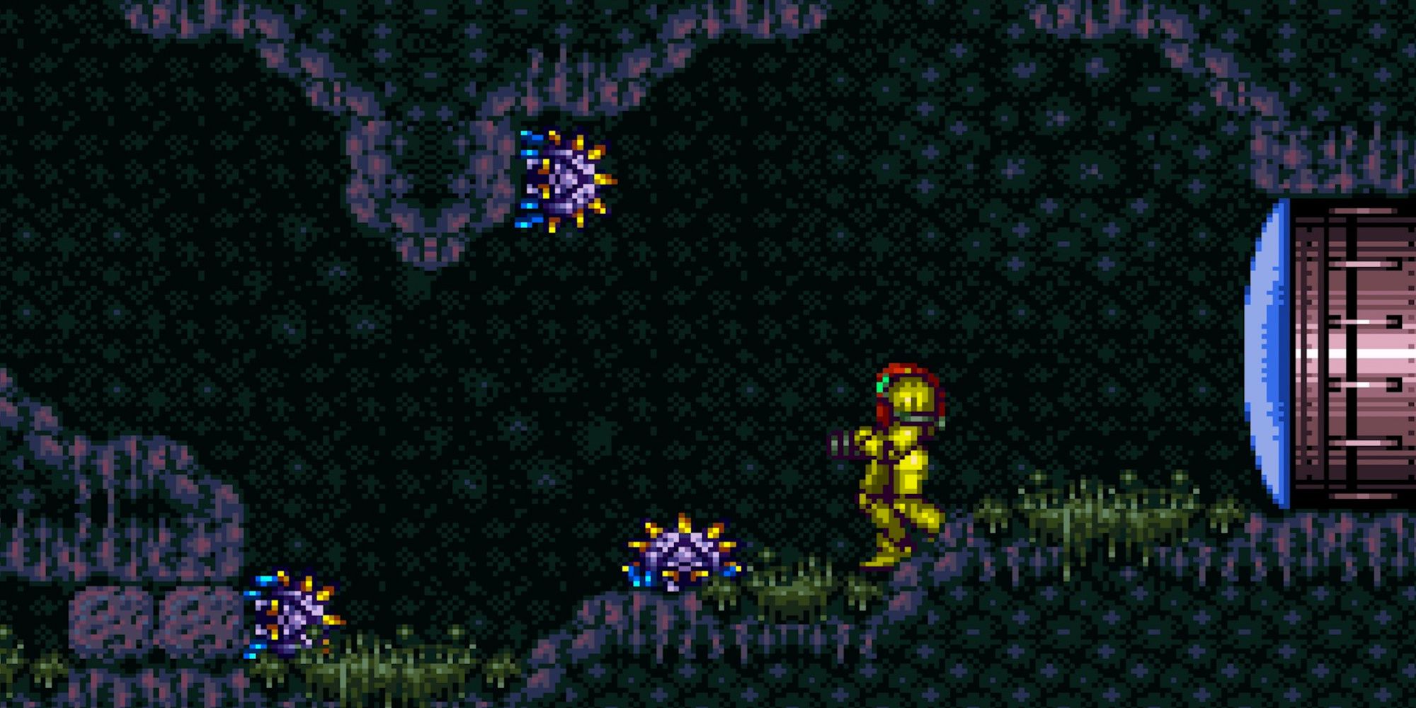 Fighting enemies in Super Metroid