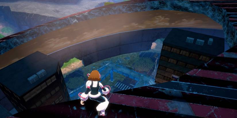 Ochaco atop the fire zone