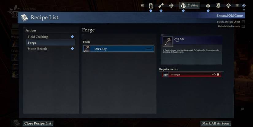 Ori's Key in Lord of the Rings: Return to Moria