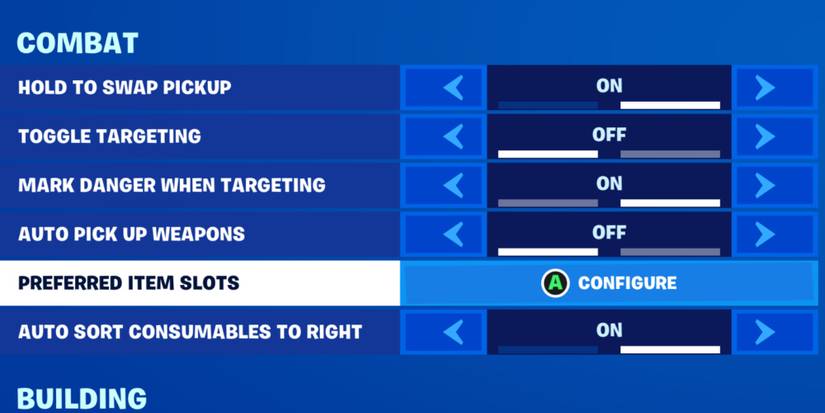 activating preferred item slots