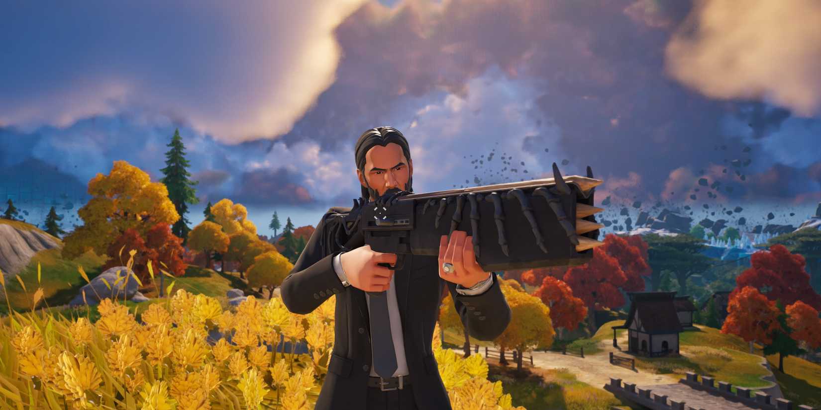 john wick using the wood stake shotgun