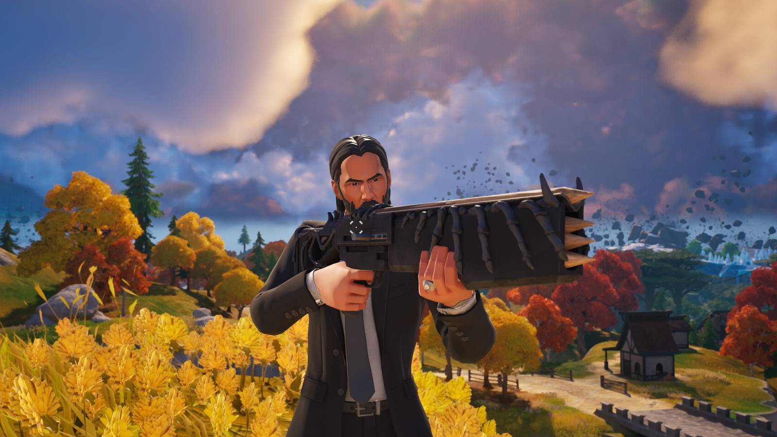 john wick using the wood stake shotgun