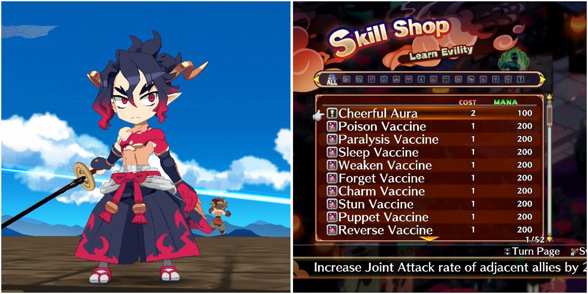 Fuji and The skill shop in Disgaea 7