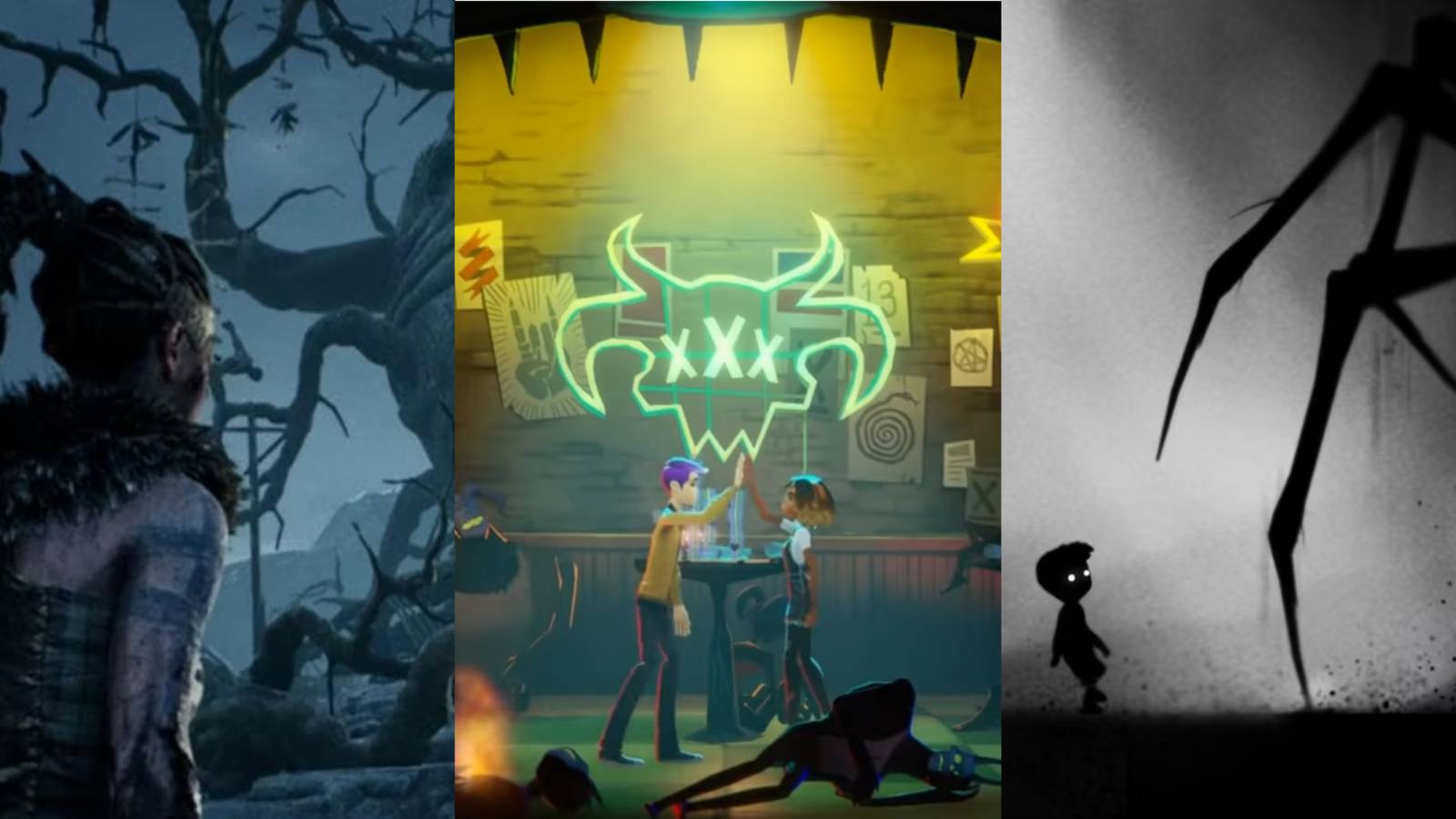 Senua, Senua's Sacrifice, Milo And Lola Highfiving, Afterparty, Boy And Spider, Limbo