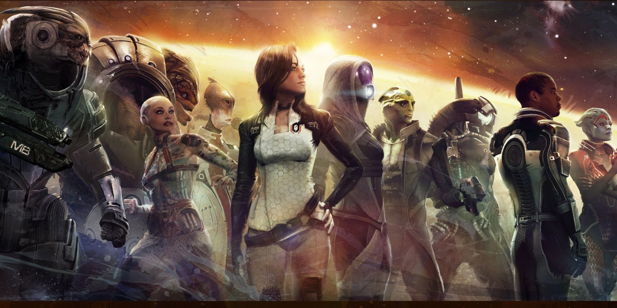 Garrus, Jack, Grunt, Mordin, Ashley, Tali, Legion, Jacob, Samara, and Thane in Mass Effect 2