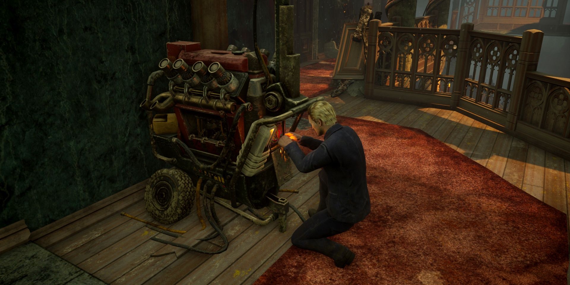 survivor working on generator