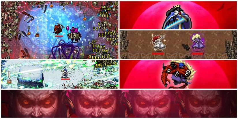 Genevieve, Je-Ne-Viv, Queen Sigma Menya and Mask of The Red Death in Vampire Survivors Co-Op