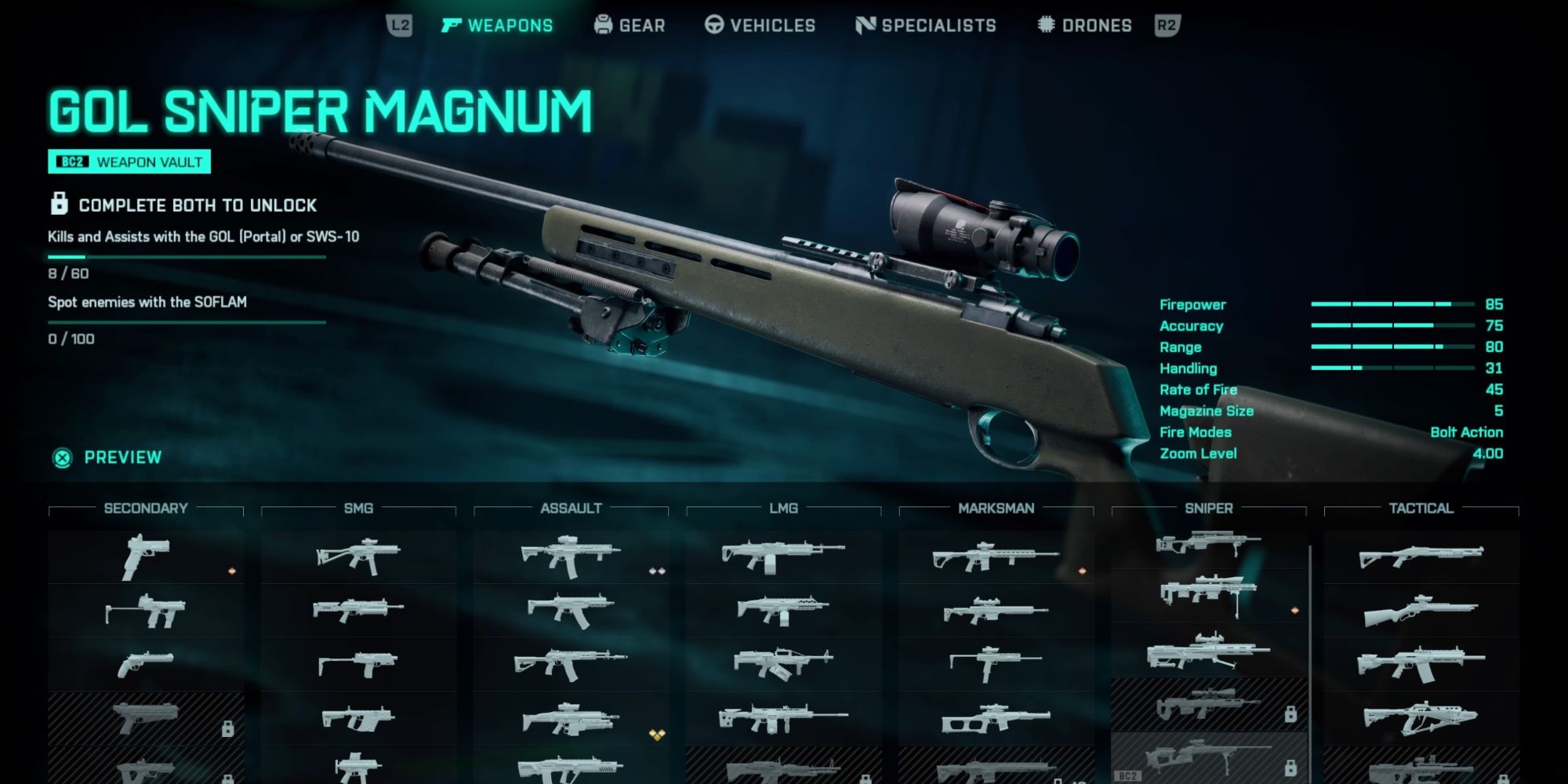 Gol Sniper Magnum in Battlefield 2042.