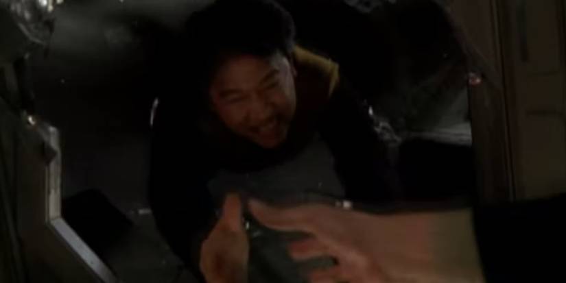 Harry Kim being sucks out into space in the episode Deadlock