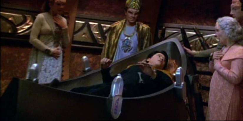 Harry Kim in a coffin from the episode Emanations