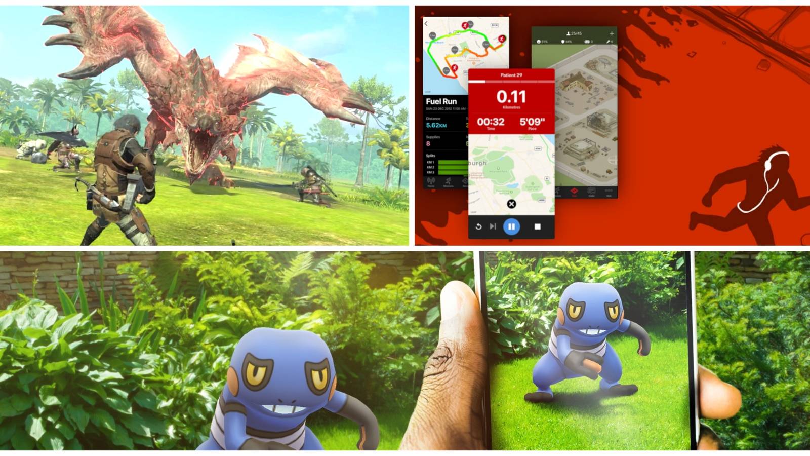 Monster Hunter Now, Zombies, Run! and Pokemon GO Header Image