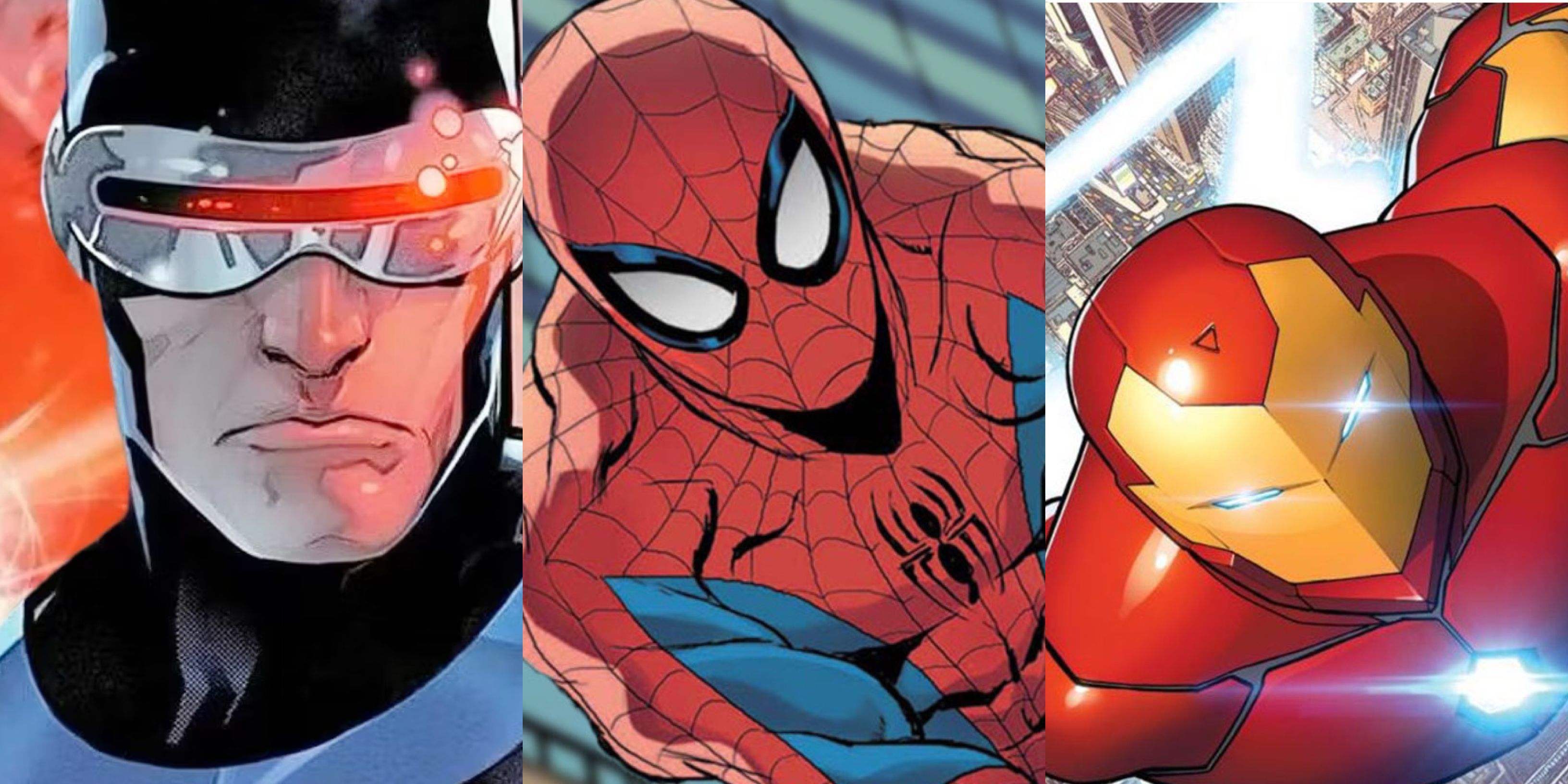 Heroes Who Hate Spider-Man: Cyclops (left), Spider-Man (middle), and Iron-Man (right)